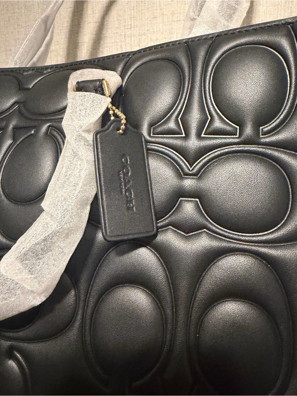 Coach Maggie Black Quilted Signature Leather Tote with Gold Hardware - Picture 3 of 5
